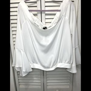 White crop top  open back  top 21 inches across the chest